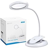 eSynic Lupenleuchte LED 2 in 1 Lupe 5X 10X Lupenlampe Schreibtischlampe Lupe mit Licht und Ständer mit 3 Helligkeit einstellbar für Arbeiten Lesen Reparatur Heimwerker