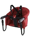 Surplex Tischsitz Faltbar Babysitz, Klappbarer Baby Hochstuhl Sitzerhöhung mit Transporttasche, für Kleinkind Carrier für zu Hause und Unterwegs, Belastbar Bis 15 kg, Waschbar, Rot