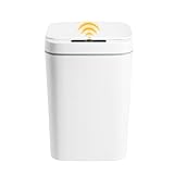 SABUIDDS 16L Automatik Sensor Mülleimer, Abfalleimer Papierkorb mit Automatisch öffnen/Schließen, Abnehmbarer Deckel, Touchless, Müllbehälter für Büro, Badezimmer, Schlafzimmer, Wohnmobil, Weiß