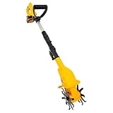 Gartenfräse Akku Motorhacke Bodenhacke Elektrisch 97-117cm-Verstellbar-Teleskopstiel 10cm-Arbeitstiefe&breite 15cm-Stahl-Hackmesser 250U/min Sicherheitsschalter inkl.20V-2.0Ah-Li-on Batterie Ladegerät