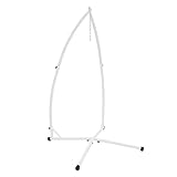 ECD Germany Hängesesselgestell Weiß, 208 cm, Belastung bis 120 kg, stabil & sicher, Stahlrohr, Freistehendes Hängestuhlgestell Hängesessel Hängestuhl Metallgestell Hängesesselständer Hängesitzständer
