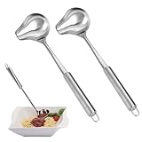 2 Stück Soßenlöffel,Soßenkelle,Edelstahl Saucenlöffel,Schöpfkelle Klein,Saucenkelle mit Ausgießer 20cm,Zur Ausgabe von Ketchup, Schwarzer Pfeffersauce,Soßen,Suppen und mehr