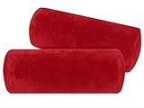 npluseins 2er Pack Kissenhüllen aus Coral-Kuschel-Fleece (2 Stück) 1257.1667, ca. 40 x 15 cm, Bordeaux