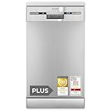 Exquisit PLUS Geschirrspüler 45 cm, Unterbaufähig, 9 Maßgedecke, 9 Liter, ECO-Programm, Startzeitvorwahl, GSP9309-030E inox