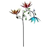 Windspiel Garten Metall Für Den Draußen, Windrad Windblätter 3D Optik, Dreifach Rotierendes Blütenblatt-Design Windmühle 3D Kinetisches Windrad Für Terrasse Rasen Und Garten Dekoration