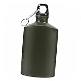 BESPORTBLE Wasserflasche 500ml Tragbare Camping Trinkflasche Mit Karabiner Für Outdoor Aktivitäten Flache Feldflasche Olivgrün Ideal Für Wandern Und Freizeit