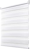 Deswell Doppelrollo Klemmfix ohne Bohren Weiß B55 x H120 cm (Stoffbreite 51cm) Rollos für Fenster ohne Bohren für Fenster mit Lichtdurchlässig & Verdunkelnd/Höhe Stufenlos Verstellbar