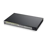 Zyxel 48-Port Gigabit PoE Switch | Smart Managed | Rackmontage | 48 PoE+-Ports mit einem Budget von 170 W und 2 SFP-Ports | VLAN, IGMP, QoS [GS1900-48HP]