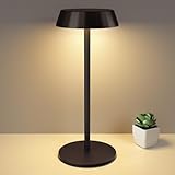KableRika LED Tischlampe Kabellos, Dimmbar akku tischlampe aufladbar mit touch, 3 Farbtemperatur, 3000K Tragbare Tischleuchte USB-C für Innen, wohnzimmer, schlafzimmer, Abendessen, Lesen - Schwarz