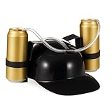 Relaxdays Party Trinkhelm, Helm mit Schlauch, für 2 Dosen Bier, Spaßartikel Fasching u. Fußball, Bierhelm, schwarz