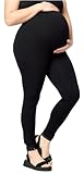 Merry Style Große Größen Damen Lange Umstandsleggings aus Viskose MS10-460 (Schwarz, 4XL)