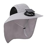 Belüfteter Sonnenhut mit Solarventilation, Nackenschutz, wiederaufladbar, für Damen und Herren, Outdoor, Wandern, Reisen, Strand, Camping