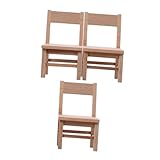 VANZACK 3 Stück Teiliges Mini Holzstühle für Puppenhaus Stabile Miniatur Holzsessel Platzsparende Realistische Mini Puppenmöbel für DIY Puppenhaus-Dekoration