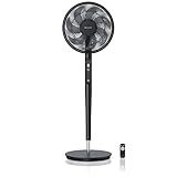 Brandson - DC Standventilator energiesparend ECO - Fernbedieung - Brushless Silent Motor, sehr leise - Preisträger 2025 – Oszilation - Ventilator Timer – 9 Stufen - Turbo Modus - schwarz