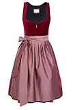 Edelnice Trachtenmode Exklusives Designer Midi Dirndl Lilly Samt rot inkl. Dirndlschürze Gr. 32-54 (32)