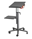 MAUL Beamertisch MAULpro | Tisch für Projektor und Beamer | Laptopständer höhenverstellbar | Stabiler Sternfuß mit 5 Rollen | Büromöbel mit 2 Ablagen und Steckdose für Laptop, Notebook | Anthrazit