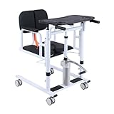 Multifunktionaler Toilettenstuhl for zu Hause, Transferlift for ältere Menschen, tragbarer 4-in-1-Patientenlift-Rollstuhl mit 180 ° geteilter Sitzfläche, Toiletten-Transferstuhl mit Kissen, Pflegewage