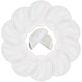 Pinowu Wiederverwendbar Stilleinlagen (10 Stück), Waschbare Hautfreundlich Pads - Natürliche Bambusbaumwolle, Auslaufsicher, Saugfähig & Ultraweich für Stillen mit Wäschenetz ((3-Schichten, 12 cm)