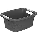 Rotho Flowers Wäschekorb 12l, Kunststoff (PP) BPA-frei, anthrazit, 12l (39.5 x 29.4 x 17.5 cm)