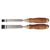 SdaryWare Meißel, Premium-Stechbeitel-Set, Holzbearbeitungsmeißel mit Holzgriffen und Hammerende, Chrom-Mangan-Klingen für die Holzbearbeitung (M)