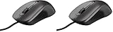 Trust Carve Optische Maus mit Kabel, Kabelmaus mit USB-Anschluss, 3 Tasten und Scrollrad, 1200 DPI, für Rechts- und Linkshänder, PC/Laptop - Schwarz (Packung mit 2)