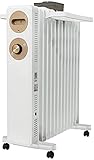 Elektroheizung Ölradiator Elektroheizung 13 Fin 2. 2Kw. Tragbarer elektrischer Ölheizkörper im europäischen Stil in Weiß/Wäschetrockner/Befeuchtung/3 Heizstufen/Sicher