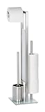 WENKO Stand WC-Garnitur Rivalta Edelstahl Matt - WC-Bürstenhalter, Edelstahl rostfrei, 18 x 70 x 23 cm, Silber Matt