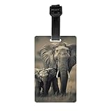 Gepäckanhänger mit altem Elefant und junger Elefant für Koffer, Koffer, Identifikationskarten, Gepäcketikett für Damen und Herren