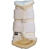 RL24 - Gamaschen Comfort – Pferdegamaschen mit weichem Teddyfutter & Klettverschlüssen – anatomisch geformt & stoßabsorbierend – Gamaschen für Pferde in weiß – Größe L