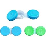 HZXINYI 2 Stück Kontaktlinsenbehälter Set - Bunt Kontaktlinsendose Linsenbehälter Kontaktlinsen Behälter Tragbarer Auslaufsicherer Reise Kontaktlinsenbehälter Set für Zuhause und Reisen, Grün + Blau