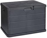Maury's Truhe, 170 Liter, Holzoptik, Aufbewahrungsbox, aus Kunstharz, Anthrazit, Maße: 78 x 55 x 52 cm, hergestellt in Italien
