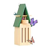 Holz Schmetterlingshaus für Garten 11.8x3.5 '' Schmetterlingshaus mit Lebensmittel- und Wasserfuttermittel.