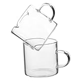 Warmhm 2 Stück Espresso Becher Hochborosilikat Kaffeebecher Kleine Glaskaraffen mit Doppel Ausguss für Espresso Milch und Stilvolles Design für Zuhause und Büro