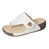 ReSin90s Damen Schlappen Flip Flops Elegant Beach Pantoletten Sommer Zehentranner Sommerschuhe Platform Flipflop Wedge Sandale Tanga Flipflops Hausschuhe Für Relaxen Hochzeit Weiß Schwarz
