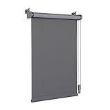 OBdeco Verdunkelungsrollo Thermorollo 120x160cm (Stoffbreite 116 cm) Grau ohne Bohren mit gleichfarbige Beschichtung Oeko-TEX Standard 100 Sichtschutz Sonnenschutz für Fenster & Tür