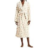 kaxnheye Damen-Pyjama, bedruckt, langärmelig, verdickt, warm, Bademantel mit Tasche, weicher Morgenmantel, Kordelzug, Nachthemden, Übergröße, Nachthemden, weiches Schlafnachthemd, mittellanges Dessous