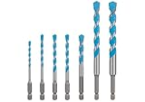 Bosch 7x EXPERT HEX-9 Multi Construction Bohrer-Set (für Beton, Soft Ceramic Tiles, 4-12 mm, Professional Zubehör Schlagbohrer, Schrauber, Bohrmaschine)