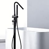 Imex Freistehende Badewannenarmatur | Einhebelmischer für die Badewanne mit Wasserfall-Effekt | Bodenarmatur mit Handbrause und Handbrause | Korsika-Serie | Farbe Schwarz Gun Metal