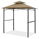 OUTDOOR WIND Grill-Pavillon – 20,3 x 12,7 cm, Outdoor-Grillpavillon, Baldachin mit LED-Licht für Garten und Deck, Khaki