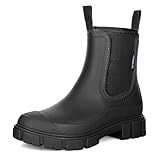 Yenxapei Gummistiefel Damen Wasserdicht Boots，Halbhohe Regenstiefel Chelsea Mit Rutschfest Sohle Modische Schlamm Outdoor Arbeit Stiefel Für Damen