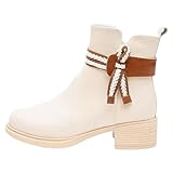 Stiefeletten Damen Warmes Kurze Stiefel Halbstiefel - Blockabsatz Elegant Kurzstiefel Lederstiefel Cowboystiefel - Seitlicher ReißVerschluss üBergangsstiefel Westernstiefel Damenstiefel Schlupfstiefel