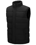 33,000ft Herren Steppweste Winterweste Warme Sportwesten für Männer Outdoor Weste Wasserbeständige Pufferweste mit 4 Taschen für Golf Wandern Reiten Freizeit Schwarz XL