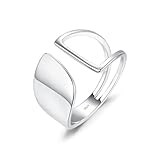 925 Sterling Damen Ring Silber Verstellbar,Durchbrochene Linie Einfache Temperament Persönlichkeit Ring Für Frauen Kreative Hübsch Kleidung Geburtstagsgeschenk Und Veranstaltungsräume