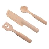 ifundom 3-teiliges Küchenutensilien-Set Aus Holz Für Kinder – Kochmesser-löffel-Set, Realistische Lebensmittelschneider, Backwerkzeuge – Für Kinder, Kleinkinder, Obst, Gemüse, Sandwich,