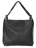 Zwillingsherz Rucksacktasche 100% Echtleder - Hochwertige 2 in 1 Rucksacktasche für Damen Frauen Mädchen – Groß und elegant - Schultertasche Rucksack- schwarz