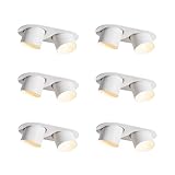 Qazqa - Modern Set van 6 inbouwspots wit GU10 70mm kantelbaar 2-lichts - Installa I Wohnzimmer I Schlafzimmer - Aluminium Oval I Rund - LED geeignet GU10