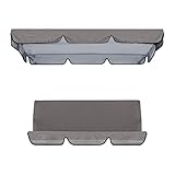 Hochwertiges graues Schaukelbaldachin und Sitzbezug-Set, 249 x 185 x 18 cm oben und 150 x 50 x 10 cm Sitz, strapazierfähiges 210D-Oxford-Gewebe, wetterfester Schutz für Gartenmöbel