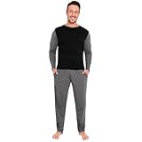 CityComfort Warme Schlafanzug Herren Lang, 2-Teiliges Pyjama Set - Geschenke für Herren Teenager (Schwarz/Anthrazit, L)