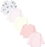 TupTam Baby Mädchen Langarm Wickelshirt Baumwolle 5er Set, Farbe: Tupfen Apricot Hellrosa Ecru Igel Grau Bärchen Rosa, Größe: 56