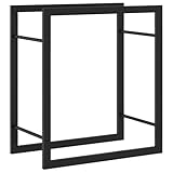 vidaXL Brennholzregal, Kaminholzregal mit viel Stauraum, Kaminholzständer Witterungsbeständig, Feuerholzregal Brennholz Kaminholz Regal, Mattschwarz Stahl